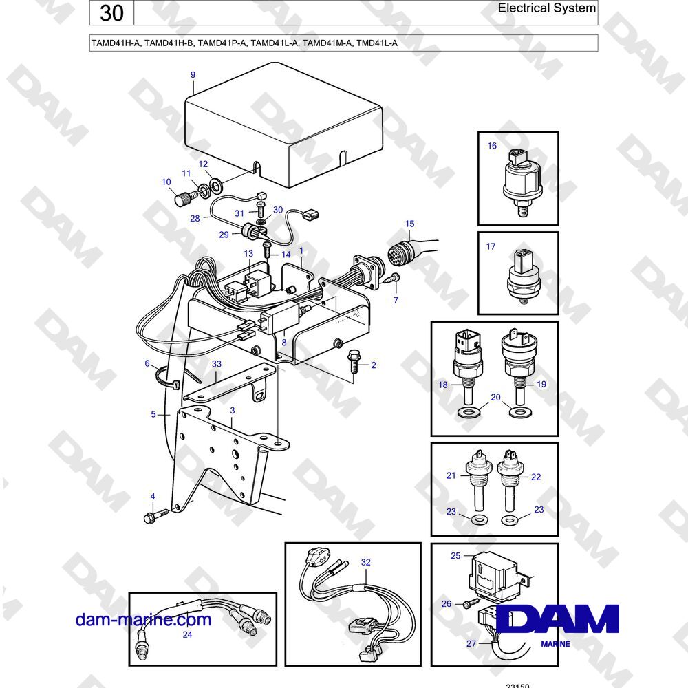 Parts and exploded views for Volvo Penta TAMD41P-A